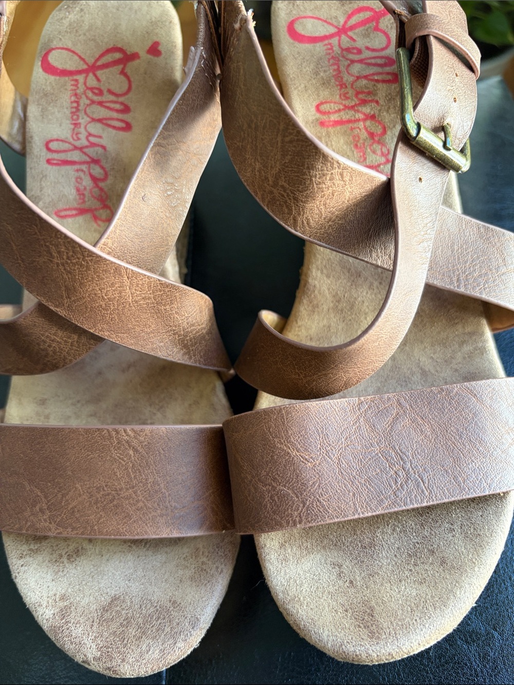 Jellypop Women's Brown Wedge Sandals - Strappy Buckle Design. Memory Foam 7.5 - Picture 8 of 8